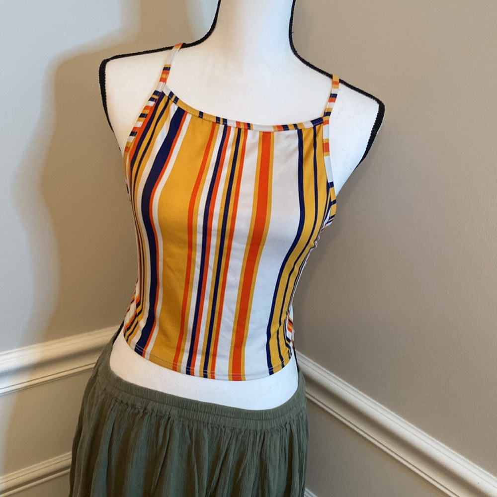 Striped Tank Top size Large crop top
